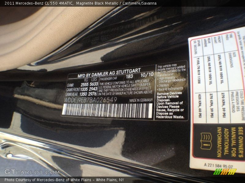 Magnetite Black Metallic / Cashmere/Savanna 2011 Mercedes-Benz CL 550 4MATIC
