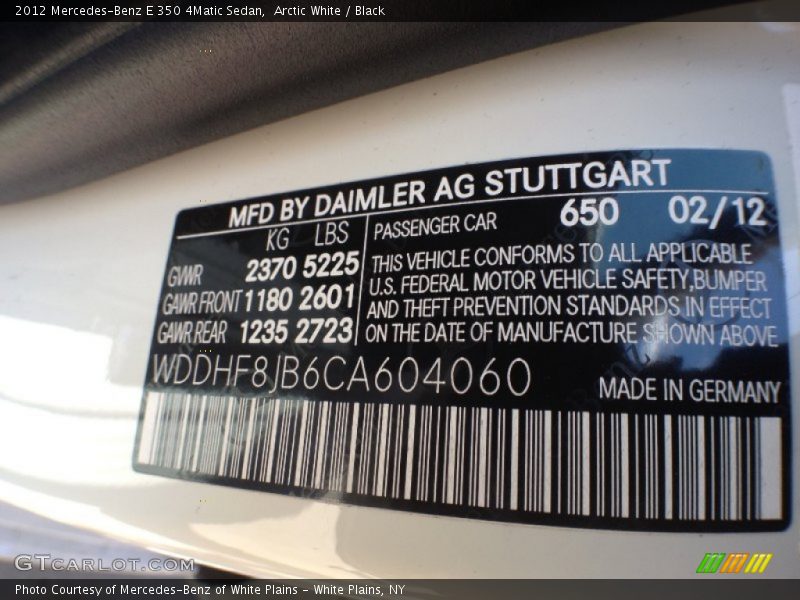Arctic White / Black 2012 Mercedes-Benz E 350 4Matic Sedan