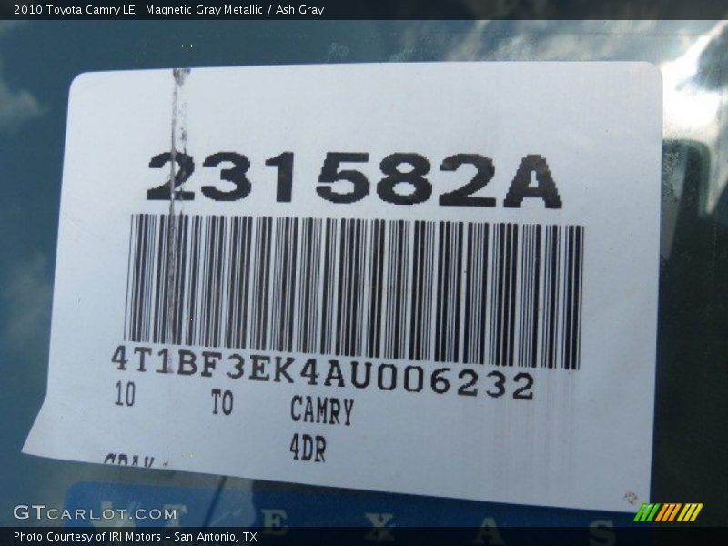 Magnetic Gray Metallic / Ash Gray 2010 Toyota Camry LE