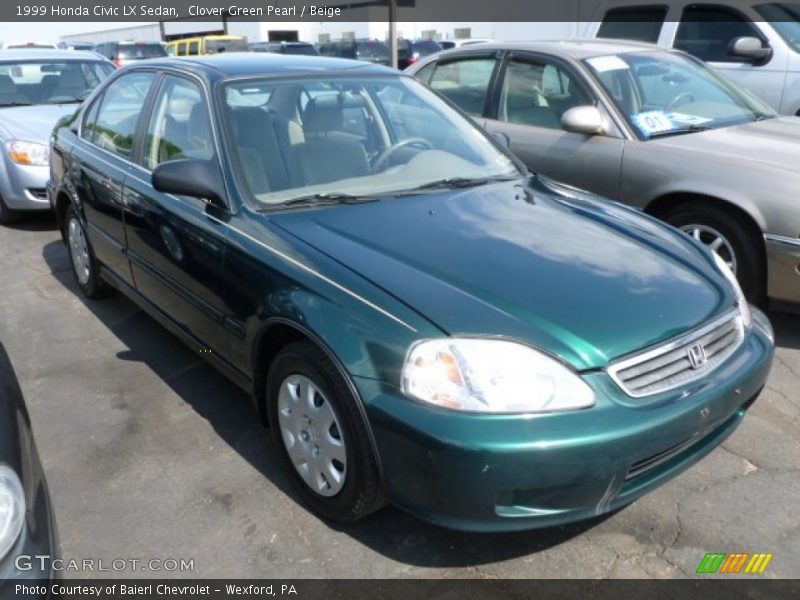 Clover Green Pearl / Beige 1999 Honda Civic LX Sedan