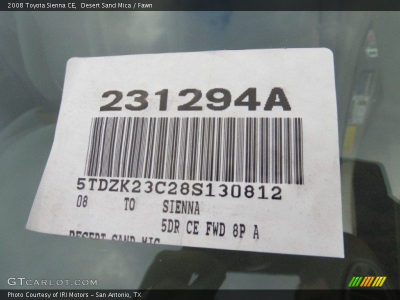 Desert Sand Mica / Fawn 2008 Toyota Sienna CE