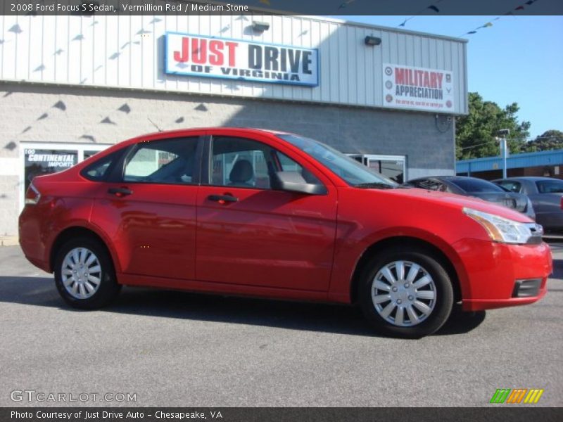 Vermillion Red / Medium Stone 2008 Ford Focus S Sedan