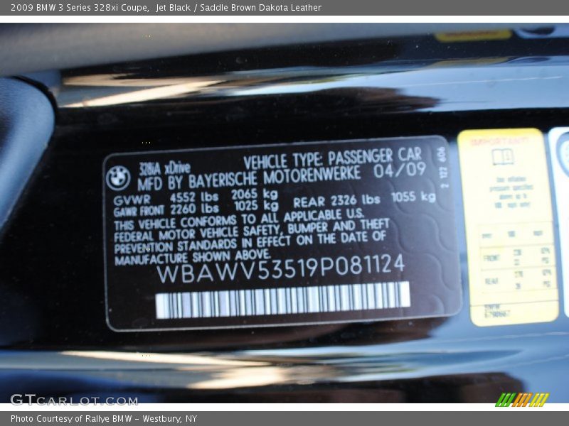 Jet Black / Saddle Brown Dakota Leather 2009 BMW 3 Series 328xi Coupe