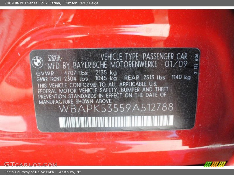 Crimson Red / Beige 2009 BMW 3 Series 328xi Sedan