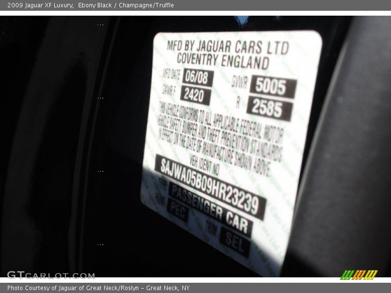 Ebony Black / Champagne/Truffle 2009 Jaguar XF Luxury