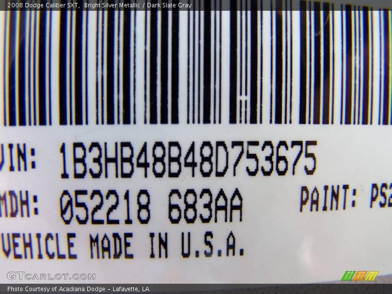 Bright Silver Metallic / Dark Slate Gray 2008 Dodge Caliber SXT