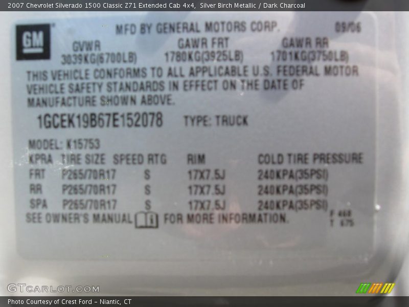 Silver Birch Metallic / Dark Charcoal 2007 Chevrolet Silverado 1500 Classic Z71 Extended Cab 4x4