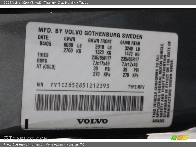 Titanium Gray Metallic / Taupe 2005 Volvo XC90 V8 AWD