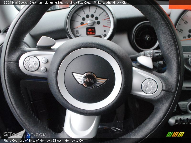 Lightning Blue Metallic / Ray Cream White Leather/Black Cloth 2009 Mini Cooper Clubman