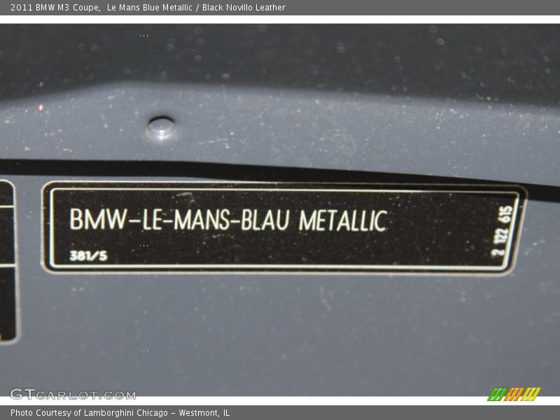2011 M3 Coupe Le Mans Blue Metallic Color Code 381