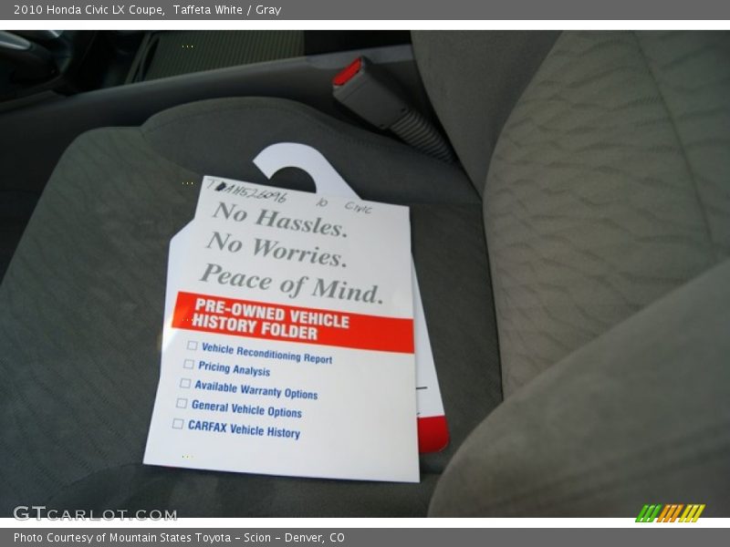 Taffeta White / Gray 2010 Honda Civic LX Coupe
