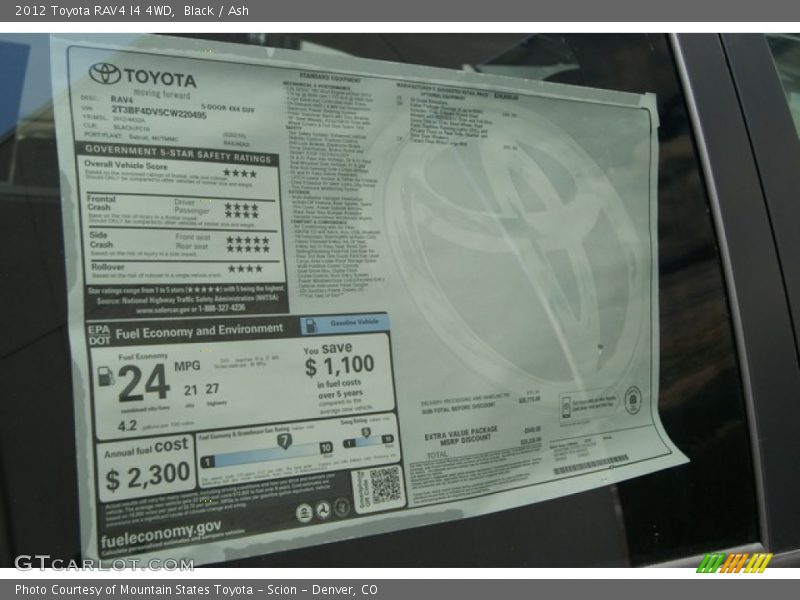 Black / Ash 2012 Toyota RAV4 I4 4WD