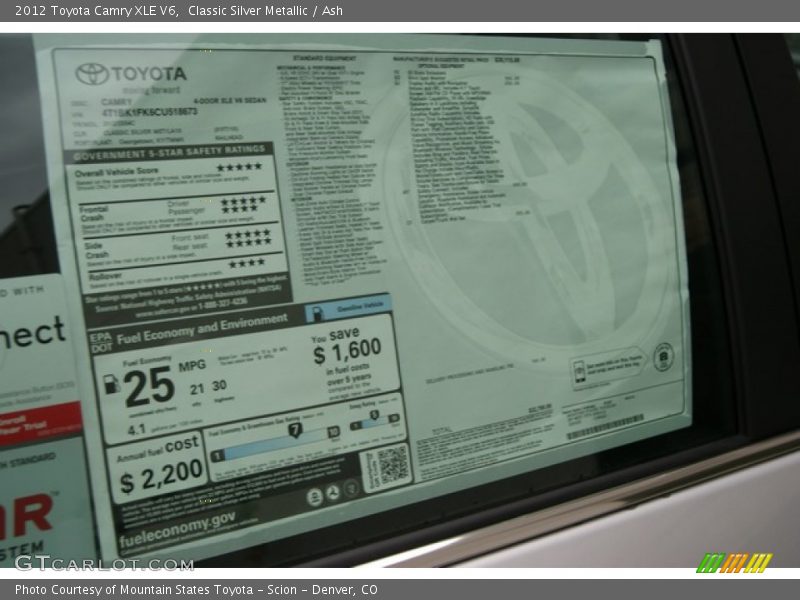 Classic Silver Metallic / Ash 2012 Toyota Camry XLE V6