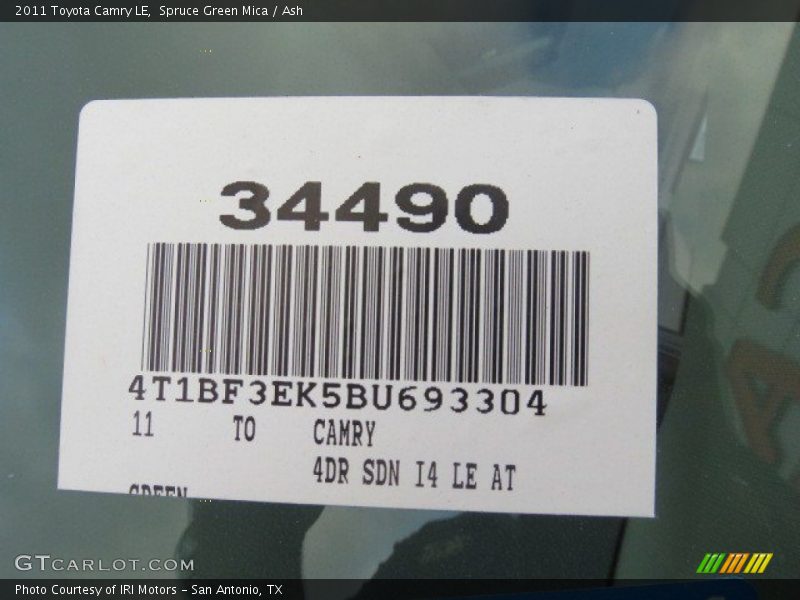 Spruce Green Mica / Ash 2011 Toyota Camry LE