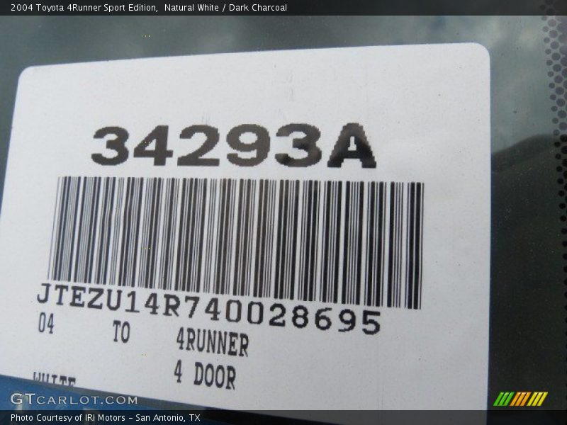 Natural White / Dark Charcoal 2004 Toyota 4Runner Sport Edition