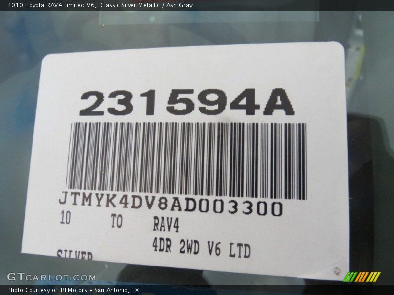 Classic Silver Metallic / Ash Gray 2010 Toyota RAV4 Limited V6