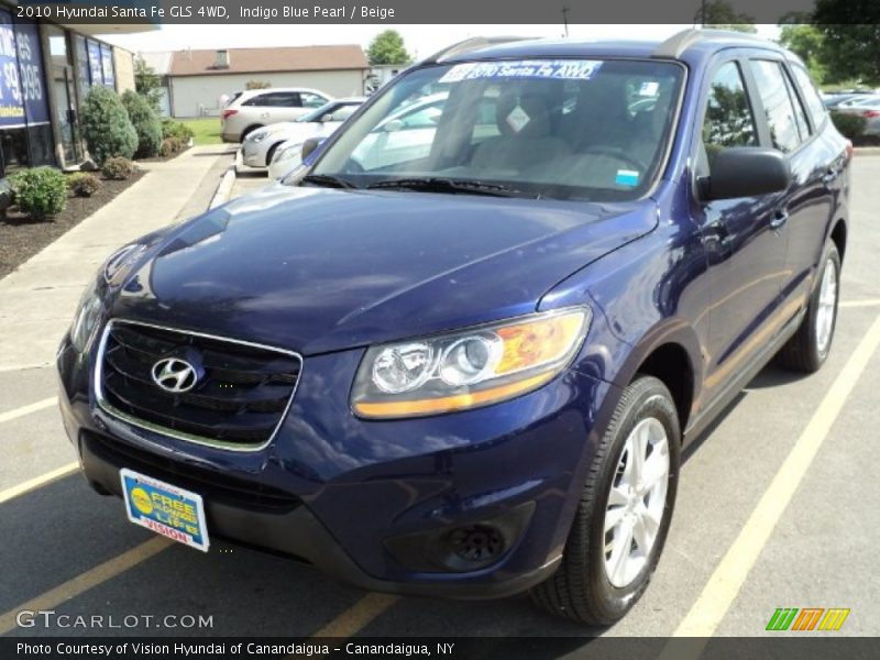 Indigo Blue Pearl / Beige 2010 Hyundai Santa Fe GLS 4WD