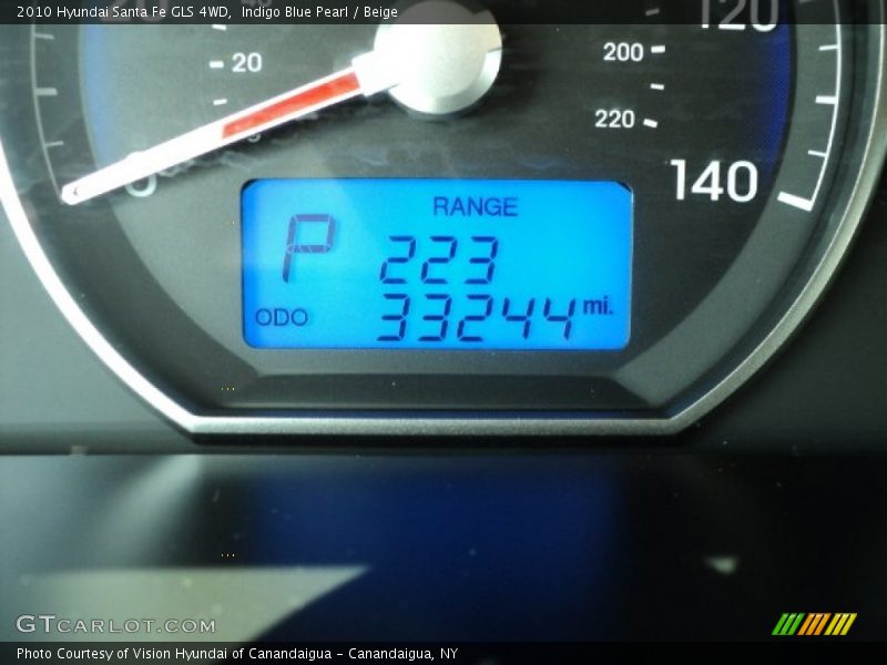 Indigo Blue Pearl / Beige 2010 Hyundai Santa Fe GLS 4WD