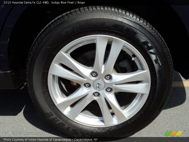 Indigo Blue Pearl / Beige 2010 Hyundai Santa Fe GLS 4WD