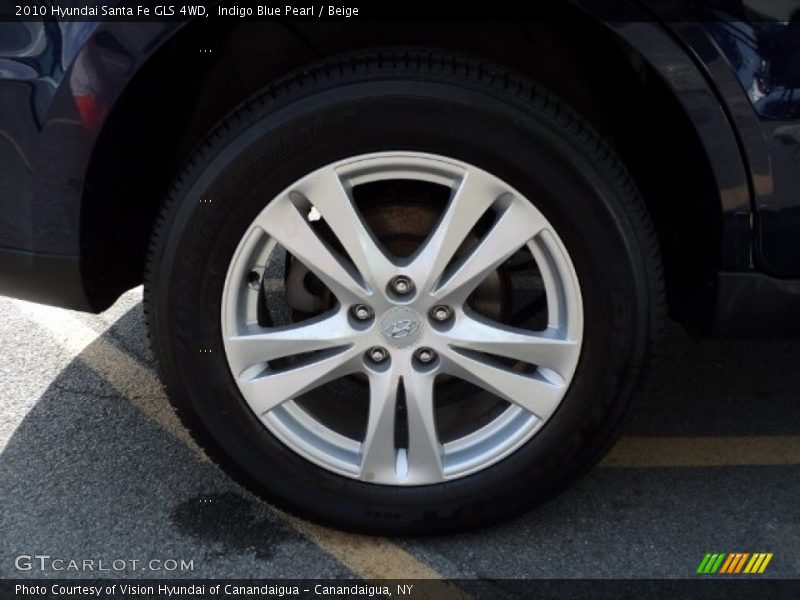 Indigo Blue Pearl / Beige 2010 Hyundai Santa Fe GLS 4WD