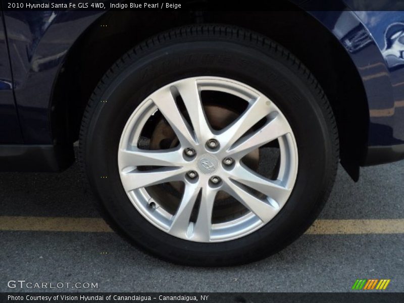 Indigo Blue Pearl / Beige 2010 Hyundai Santa Fe GLS 4WD