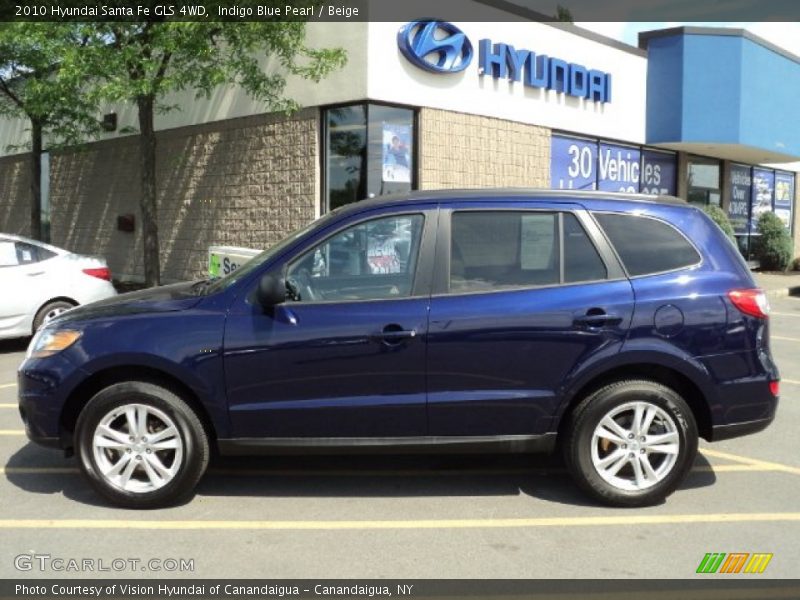 Indigo Blue Pearl / Beige 2010 Hyundai Santa Fe GLS 4WD