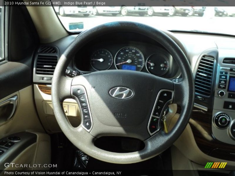 Indigo Blue Pearl / Beige 2010 Hyundai Santa Fe GLS 4WD
