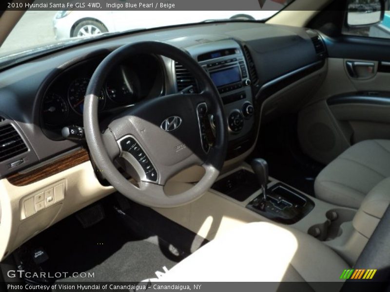 Indigo Blue Pearl / Beige 2010 Hyundai Santa Fe GLS 4WD