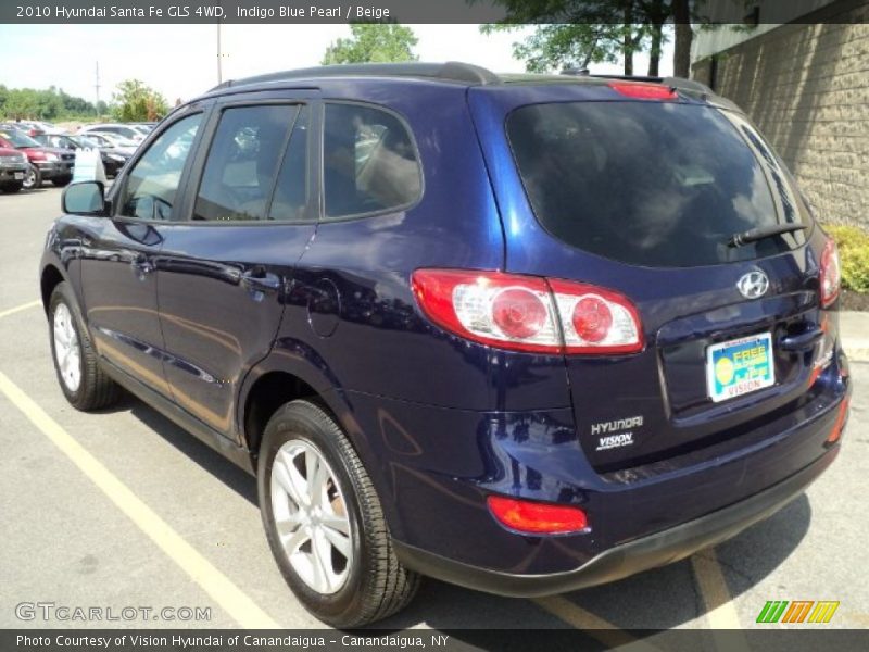 Indigo Blue Pearl / Beige 2010 Hyundai Santa Fe GLS 4WD