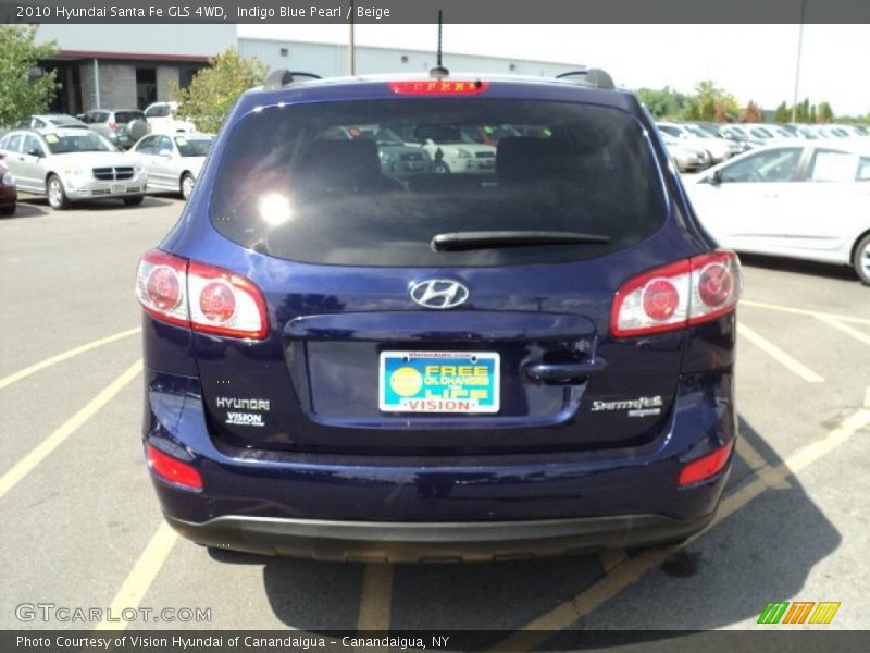 Indigo Blue Pearl / Beige 2010 Hyundai Santa Fe GLS 4WD
