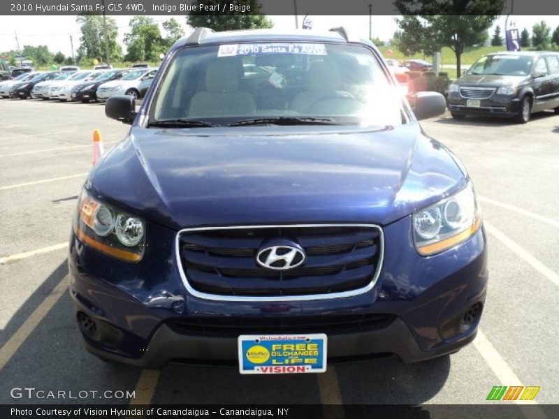 Indigo Blue Pearl / Beige 2010 Hyundai Santa Fe GLS 4WD