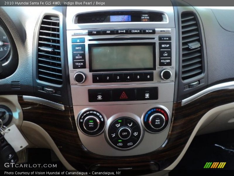 Indigo Blue Pearl / Beige 2010 Hyundai Santa Fe GLS 4WD
