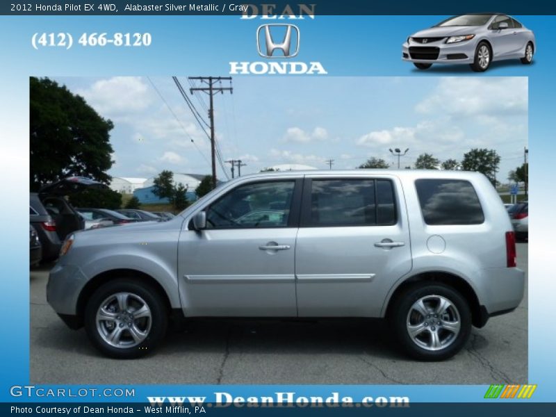 Alabaster Silver Metallic / Gray 2012 Honda Pilot EX 4WD