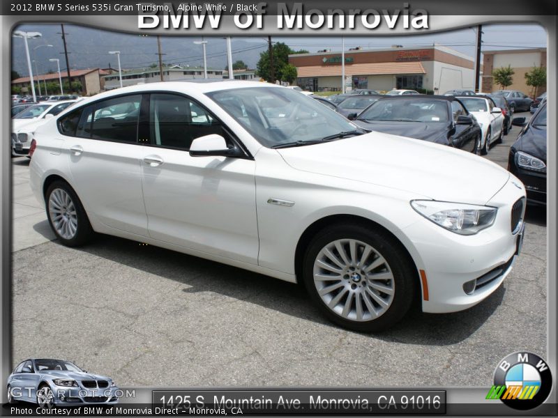 Alpine White / Black 2012 BMW 5 Series 535i Gran Turismo