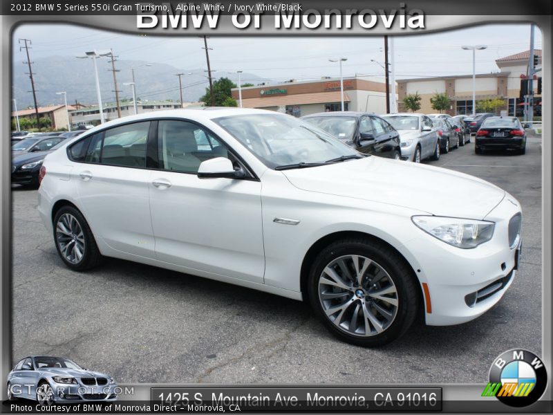 Alpine White / Ivory White/Black 2012 BMW 5 Series 550i Gran Turismo