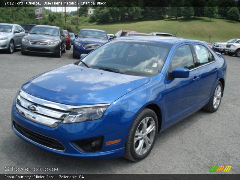 Blue Flame Metallic / Charcoal Black 2012 Ford Fusion SE