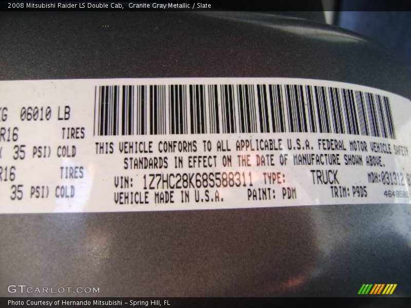 Granite Gray Metallic / Slate 2008 Mitsubishi Raider LS Double Cab