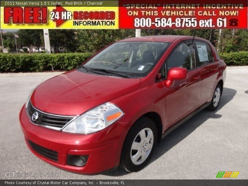 Red Brick / Charcoal 2011 Nissan Versa 1.8 S Sedan