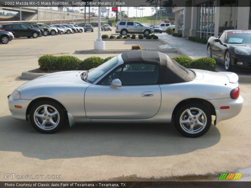 Sunlight Silver Metallic / Black 2002 Mazda MX-5 Miata Roadster