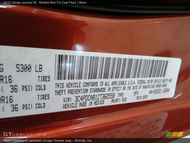 Brilliant Red Tri-Coat Pearl / Black 2012 Dodge Journey SE