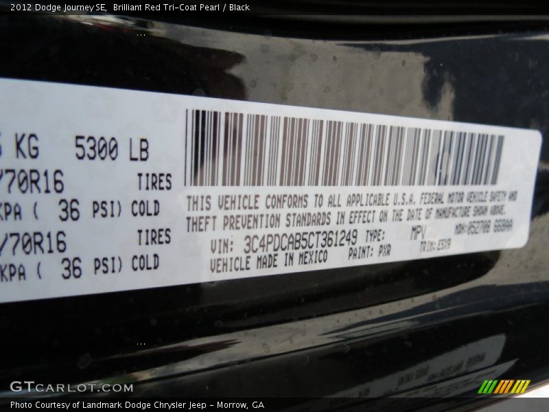 Brilliant Red Tri-Coat Pearl / Black 2012 Dodge Journey SE