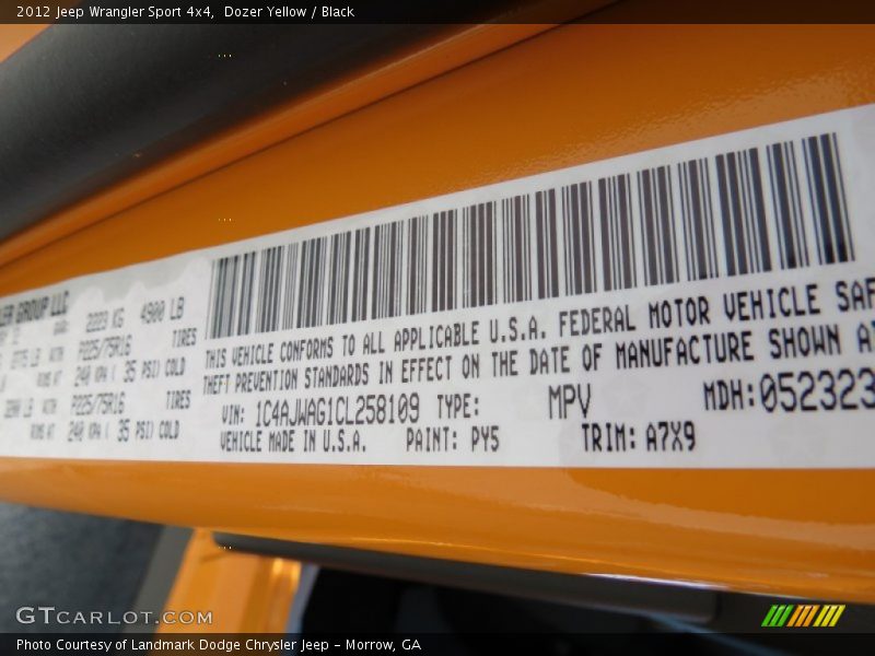 Dozer Yellow / Black 2012 Jeep Wrangler Sport 4x4