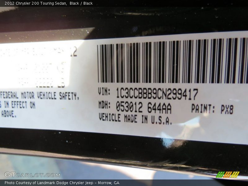 Black / Black 2012 Chrysler 200 Touring Sedan