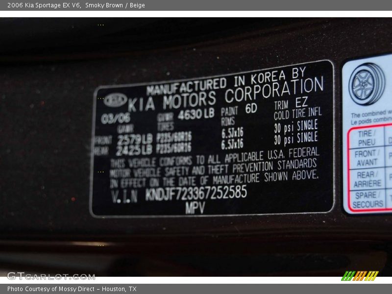 6D - 2006 Kia Sportage EX V6