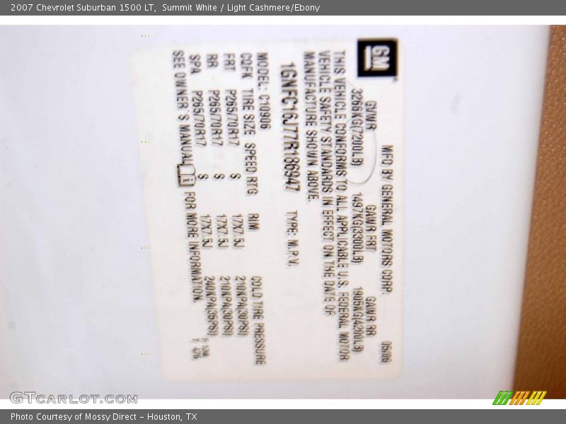 Summit White / Light Cashmere/Ebony 2007 Chevrolet Suburban 1500 LT