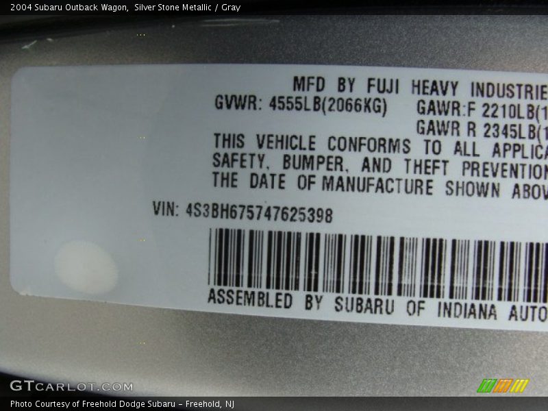 Silver Stone Metallic / Gray 2004 Subaru Outback Wagon