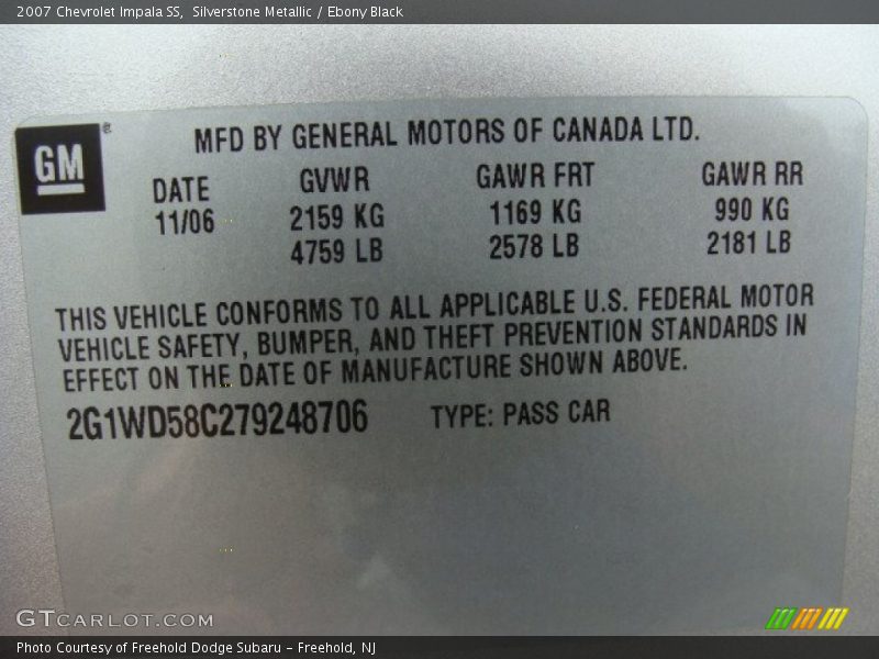 Silverstone Metallic / Ebony Black 2007 Chevrolet Impala SS
