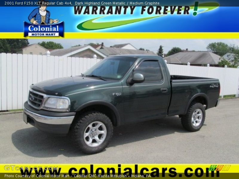 Dark Highland Green Metallic / Medium Graphite 2001 Ford F150 XLT Regular Cab 4x4