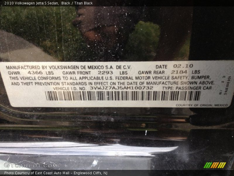 Black / Titan Black 2010 Volkswagen Jetta S Sedan