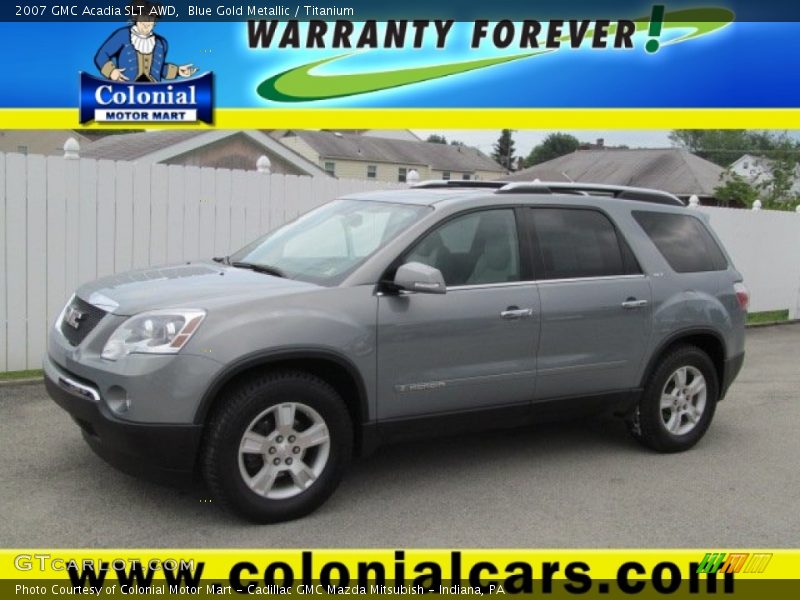 Blue Gold Metallic / Titanium 2007 GMC Acadia SLT AWD